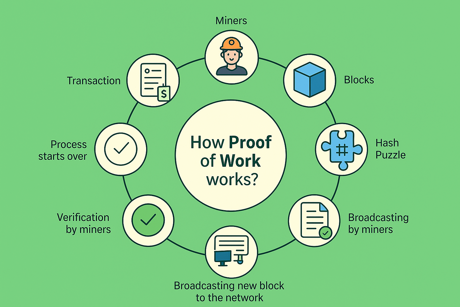 The working principle of the Proof-of-Work algorithm