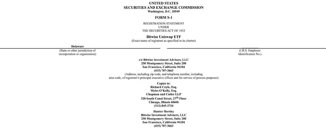 Bitwise подала заявку на Uniswap-ETF скрін - GNcrypto