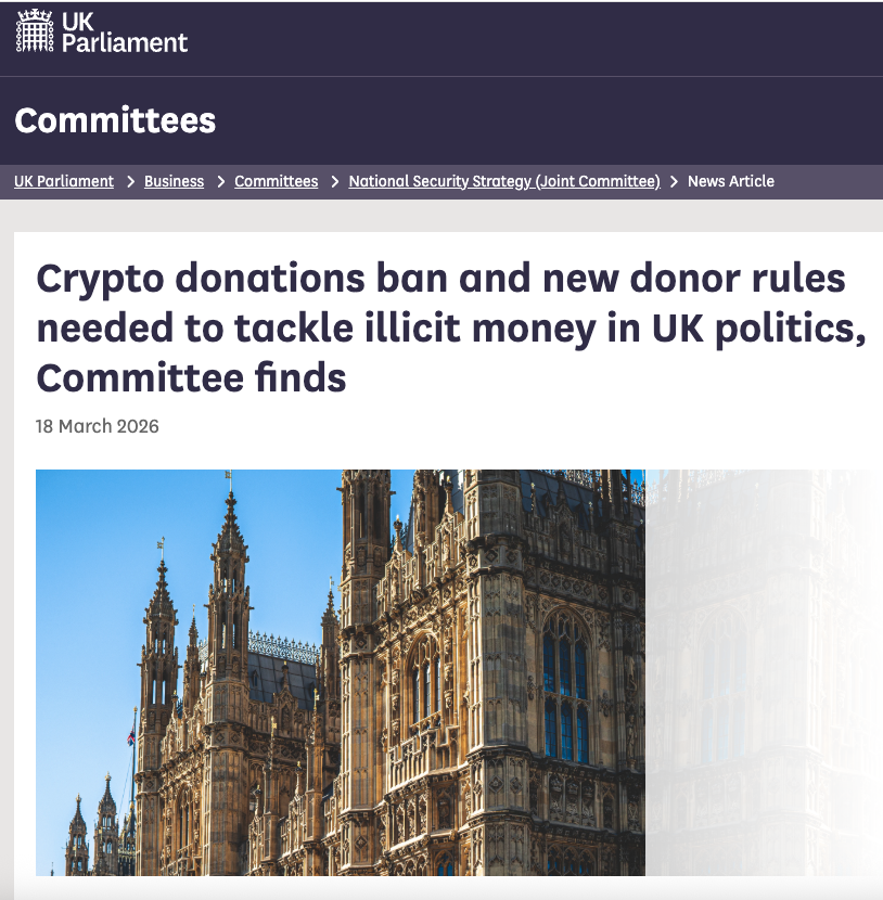 UK panel urges moratorium on crypto donations ahead of election - GNcrypto