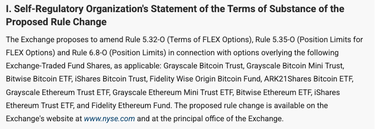 Options rules changes on NYSE Arca and NYSE American - GNcrypto