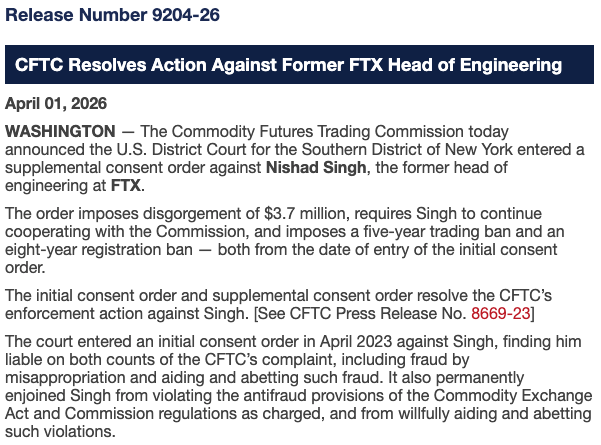 FTX’s Nishad Singh to pay $3.7M, accept CFTC market bans - GNcrypto