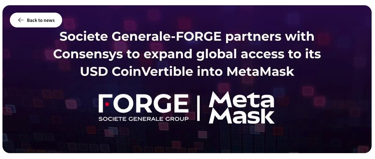 SocGen-FORGE's MiCA-compliant USDCV stablecoin added to MetaMask - GNcrypto