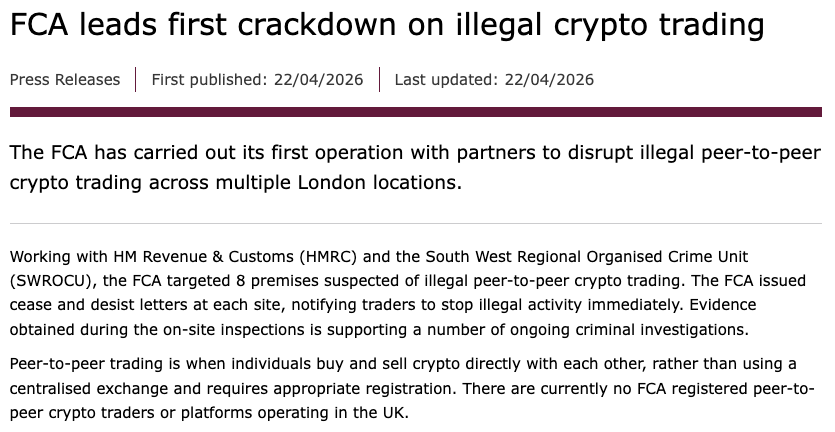 UK FCA raids eight sites in illegal P2P crypto probe - GNcrypto