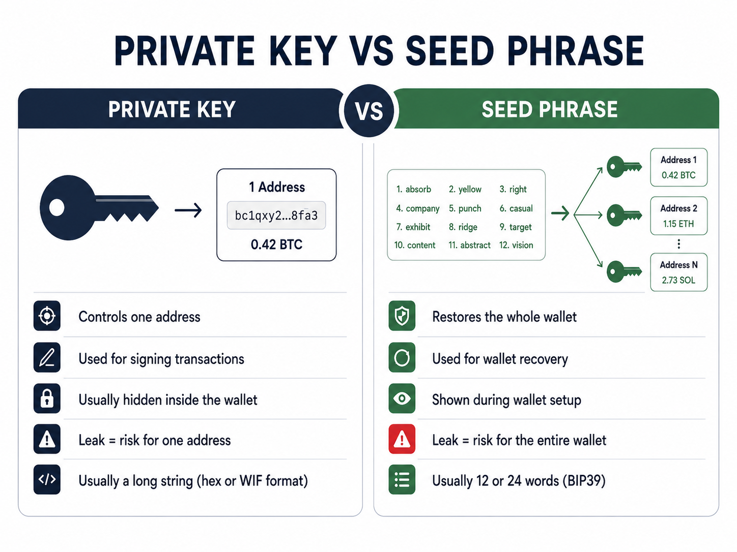 Private key vs seed phrase: differences, risks, and backups - GNcrypto