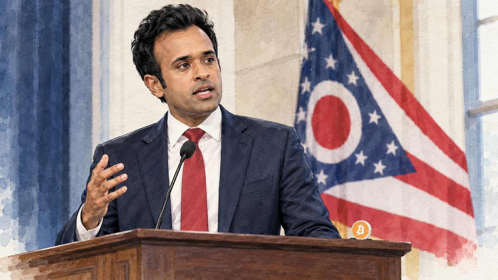 Ramaswamy’s Ohio Campaign Softens Its Crypto Focus